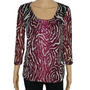 Chicos Women's size US 4/Small Zebra Sheer Lightweight Casual Retro Tunic Blouse